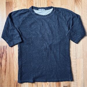 COS Womens Thermal 3/4” Raglan Sleeve Cotton Shirt in Dark Grey Size Small